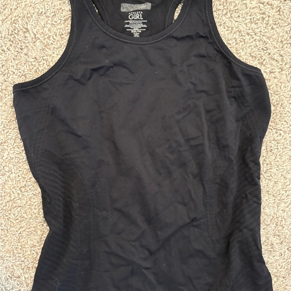 athleta girls black racer bank tank
